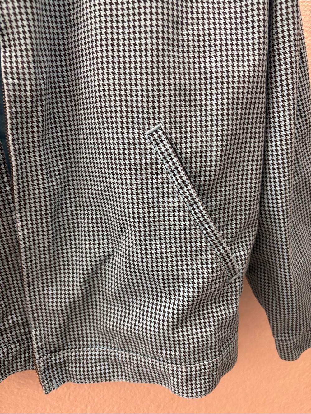 Lightweight Blue Micro-Check Zip Bomber Jacket - Picture 2 of 4